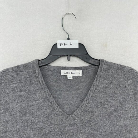 Calvin Klein Sweater Mens L Gray V Neck Regular Fit Sleeveless Pullover Vest - Picture 11 of 11
